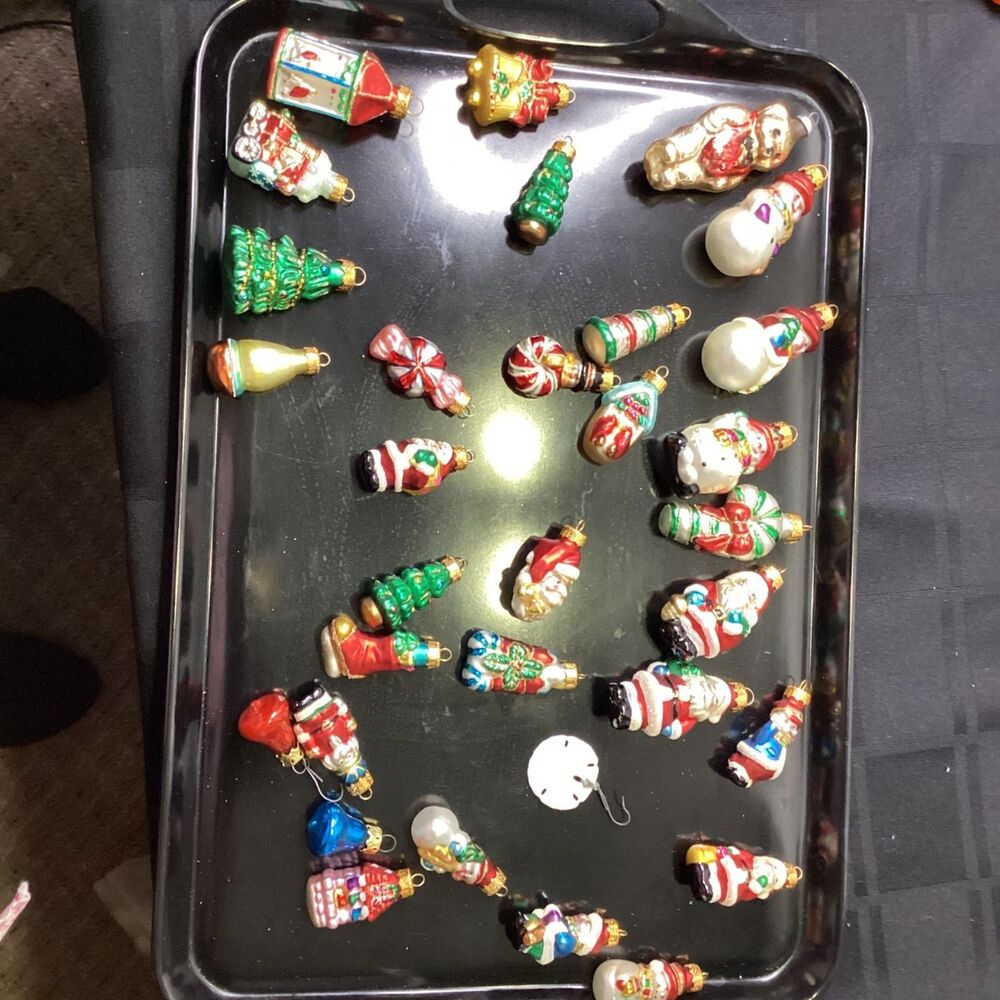 Vintage Glass Minature Ornaments 32, 3 sizes all individually Wrapped